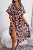 CASUAL LOOSE LEOPARD PRINT LACE UP SHIRT DRESS_CWDSD2530