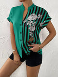 DOUBLE COLOR FLORAL BUTTON-UP SHIRT_CWTSTS0417