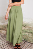 WOMEN'S HIGH WAIST ELASTIC CLOSURE GATHER MAXI SKIRT