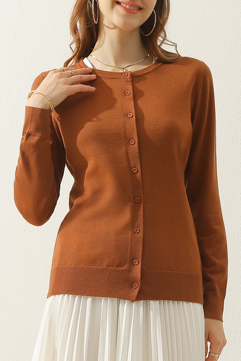 WOMEN'S LONG SLEEVE BUTTON DOWN SOFT KNIT CARDIGAN SWEATER