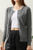 WOMEN'S LONG SLEEVE BUTTON DOWN SOFT KNIT CARDIGAN SWEATER