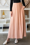 SIDE SLIT DETAILED MAXI LINEN SKIRT