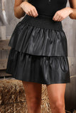 FAUX LAYERED SKIRT WITH SMOCKING WAIST DETAIL