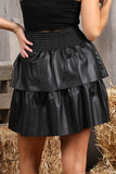 FAUX LAYERED SKIRT WITH SMOCKING WAIST DETAIL