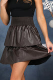 FAUX LAYERED SKIRT WITH SMOCKING WAIST DETAIL