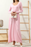 R NECK LOOSE FIT MAXI DRESS WITH SIDE POCKETS