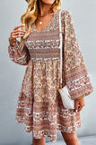 PATTERNED LOOSE SLEEVE MIDI DRESS