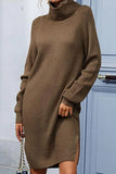 KNITTED TURTLE NECK CASUAL DRESS