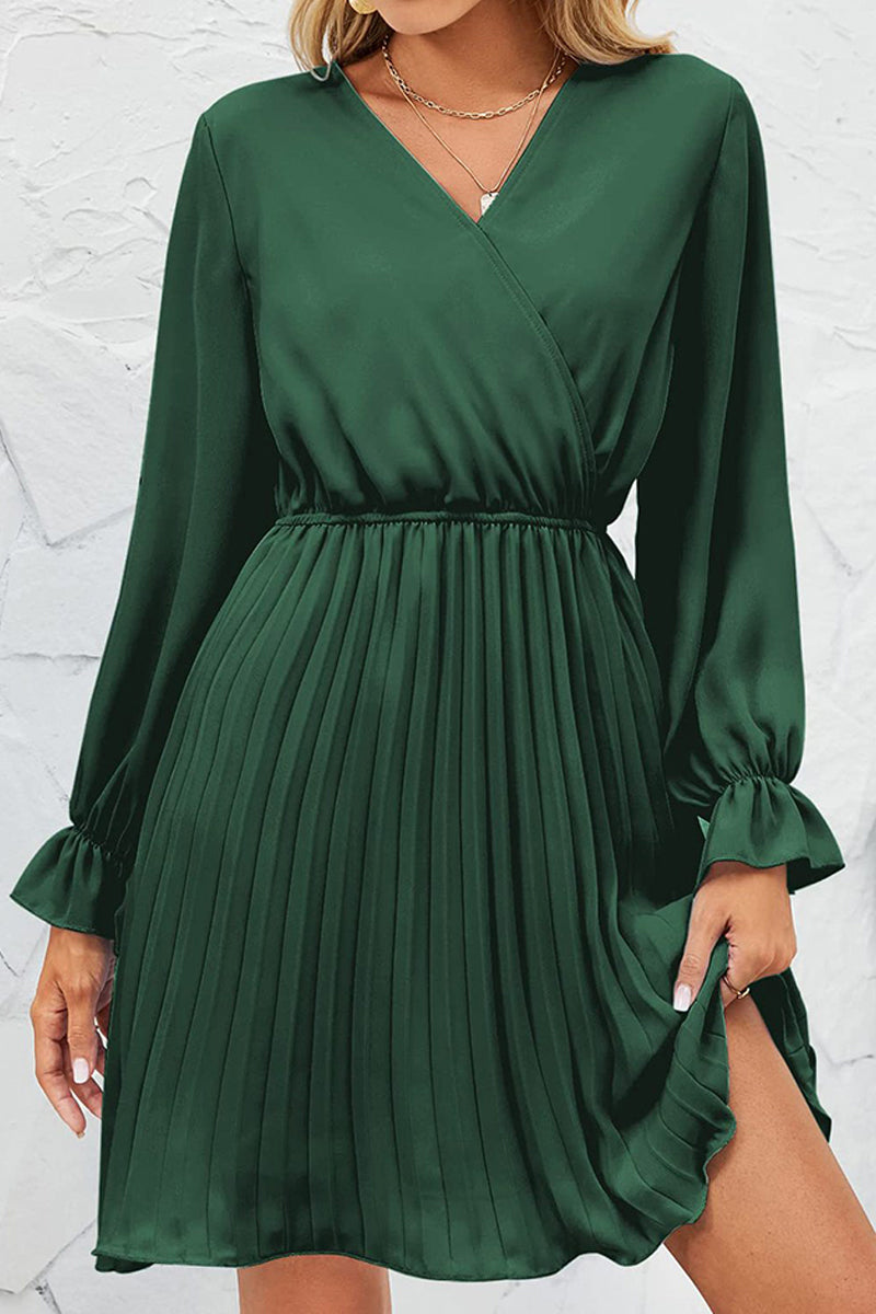 TIED WAIST RUFFLE WRAP DRESS