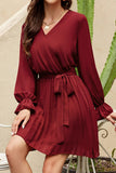 TIED WAIST RUFFLE WRAP DRESS