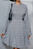 WOMEN PATTERNED LONG SLEEVE ELEGANT MID DRESS