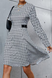 WOMEN PATTERNED LONG SLEEVE ELEGANT MID DRESS