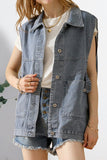 VINTAGE BUCKELE POCKET COLLAR DENIM VEST