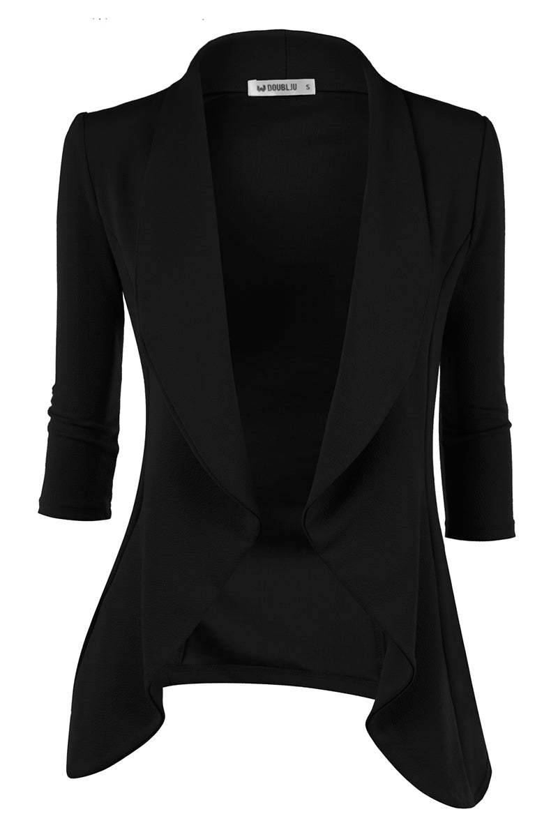 Womens Lightweight Thin 3/4 Sleeve Open Front Blazer Jacket With Plus Size