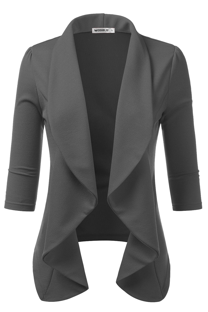 Womens Lightweight Thin 3/4 Sleeve Open Front Blazer Jacket With Plus Size