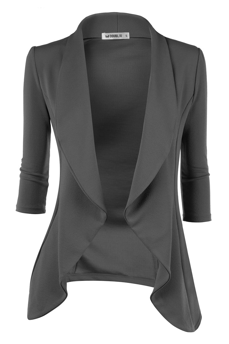 Womens Lightweight Thin 3/4 Sleeve Open Front Blazer Jacket With Plus Size