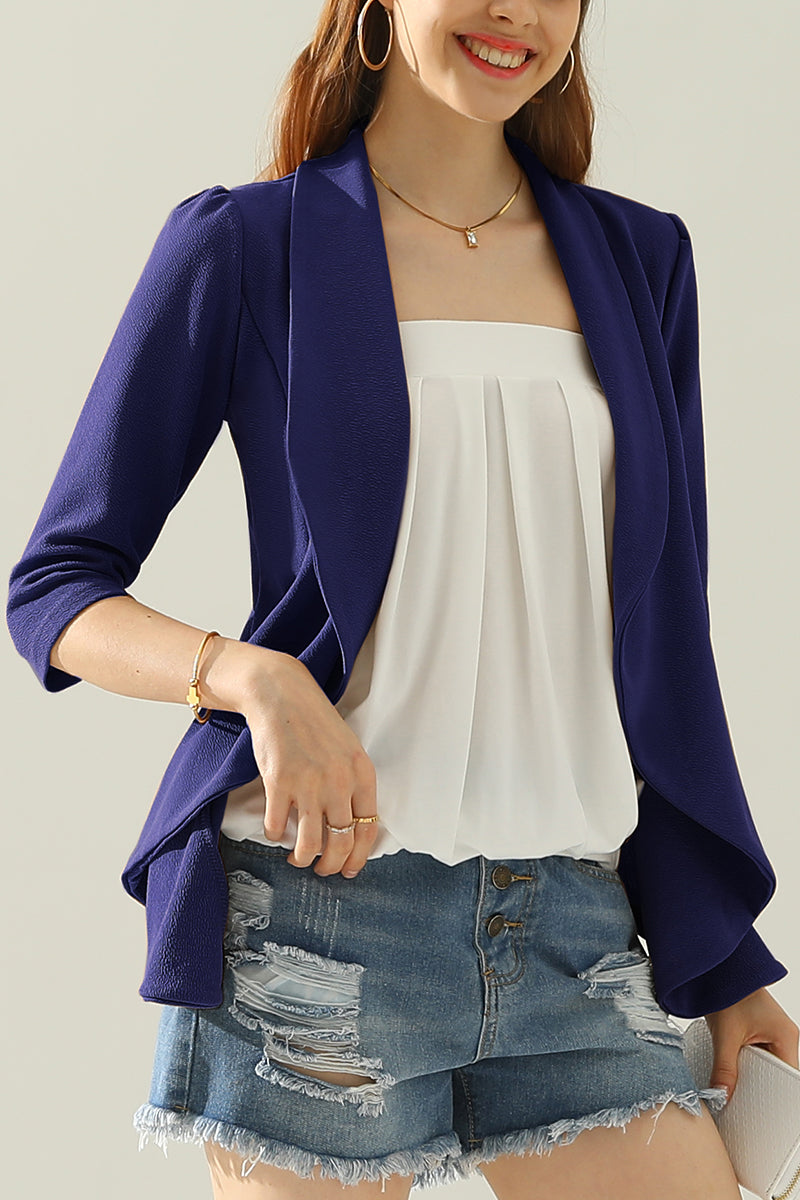 Womens Lightweight Thin 3/4 Sleeve Open Front Blazer Jacket With Plus Size