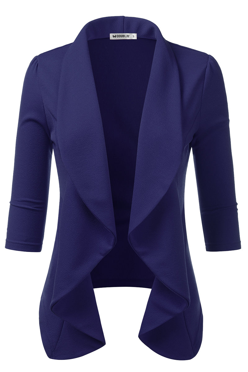 Womens Lightweight Thin 3/4 Sleeve Open Front Blazer Jacket With Plus Size