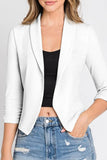 SHAWL COLLAR SHORT BLAZER WITH SHIRRING SLEEVE