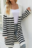 WOMEN COZY OPEN FRONT STRIPE OVERSIZE CARDIGAN