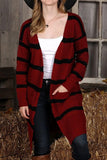 STRIPED LONG SLEEVE SWEATER CARDIGAN WITH POCKET