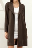 LONG SLEEVE DRAPE OPEN FRONT OFFICE TRENCH JACKET BLAZER