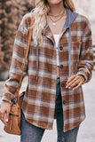 WOMEN FLANNEL PLAID HOODIE SHACKET