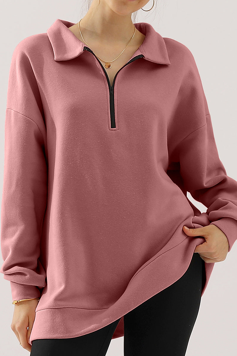 WOMENS LONG SLEEVE LIGHTWEIGHT 2 COLOR BLOCKED HOODIE JACKET WITH SIDE POCKETS