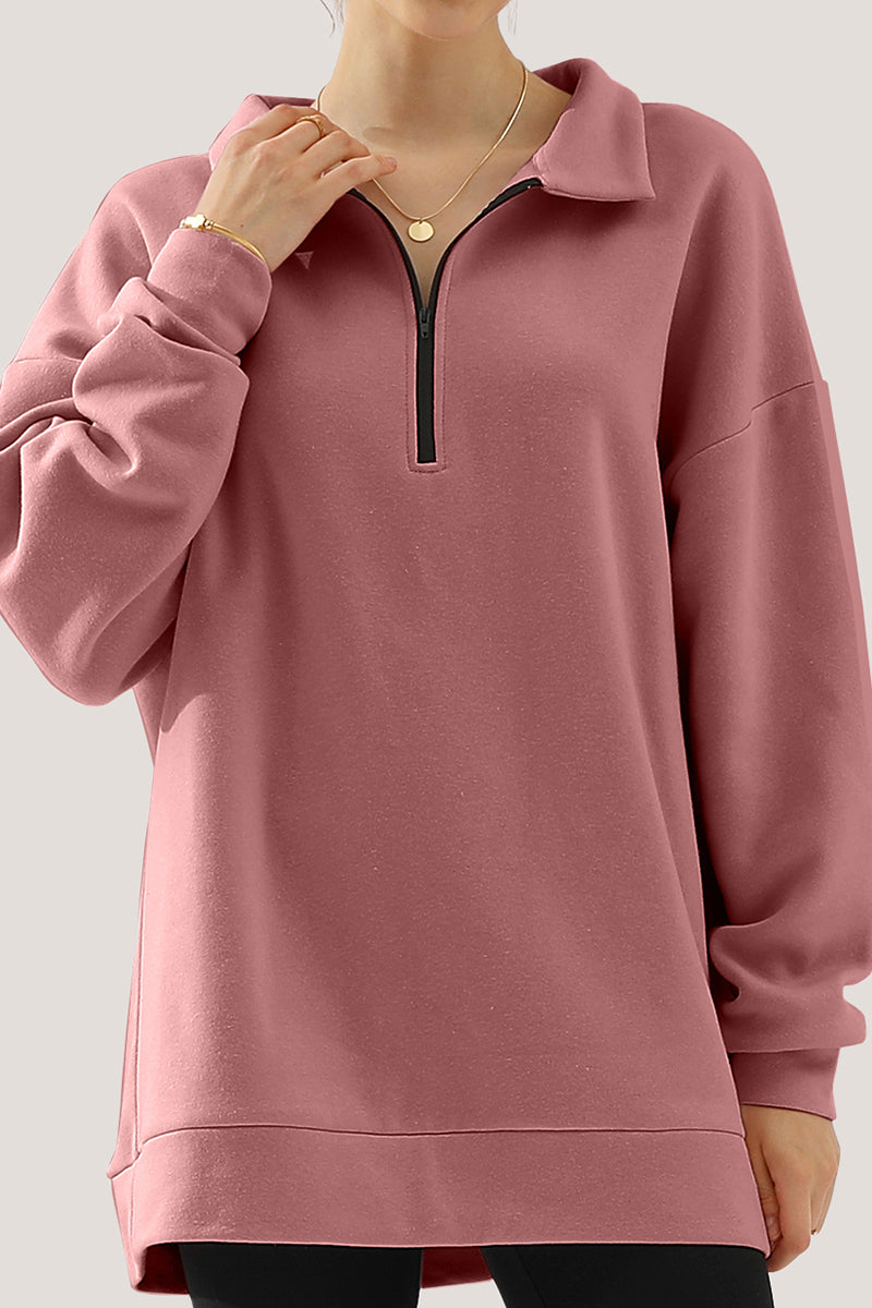 WOMENS LONG SLEEVE LIGHTWEIGHT 2 COLOR BLOCKED HOODIE JACKET WITH SIDE POCKETS