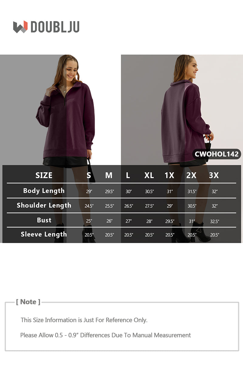 WOMENS OVERSIZED HALF ZIP PULLOVER LONG SLEEVE SWEATSHIRT QUARTER ZIP HOODIE SWEATER