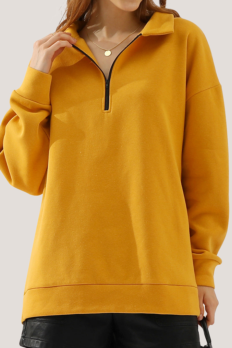 WOMENS OVERSIZED HALF ZIP PULLOVER LONG SLEEVE SWEATSHIRT QUARTER ZIP HOODIE SWEATER