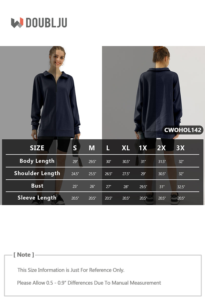 WOMENS OVERSIZED HALF ZIP PULLOVER LONG SLEEVE SWEATSHIRT QUARTER ZIP HOODIE SWEATER