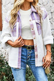 BLOCK PLAID BUTTONED CASUAL SHIRTS JACKET