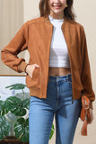 WATERFALL FAUX SUEDE BOBMER ZIP-UP JACKETS