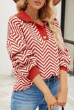 WOMEN V PATTERNED BUTTON V NECK JUMPER TOP