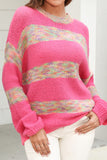 COLOR BLOCK OVERSIZED LOOSE FIT PULLOVER SWEATER