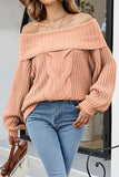 WOMEN OFF SHOULDER CABLE KNIT OVERSIZE SWEATER