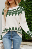 WOMEN WESTERN CREW NECK PULLOVER SWEATER