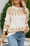 WOMEN WESTERN CREW NECK PULLOVER SWEATER