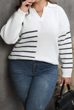 WOMEN PLUS SIZE STRIPE PATTERN KNIT SWEATER<br>
100% ACRYLIC