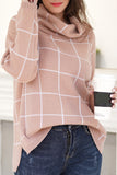 PLAID LINED TURTLE NECK WARM SWEATER