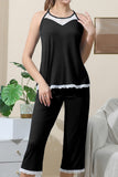 WOMEN'S SLEEVELESS RACERBACK LACE CAPRI PAJAMA 2 PCS SET