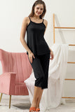 WOMEN'S SLEEVELESS LACE TOP CAPRI PAJAMA 2 PCS SET