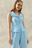 TINY EMBOSSING VEST TOP AND SLIT PANT SET