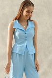 TINY EMBOSSING VEST TOP AND SLIT PANT SET