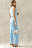 TINY EMBOSSING VEST TOP AND SLIT PANT SET