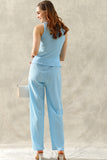 TINY EMBOSSING VEST TOP AND SLIT PANT SET