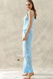 TINY EMBOSSING VEST TOP AND SLIT PANT SET