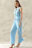 TINY EMBOSSING VEST TOP AND SLIT PANT SET