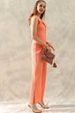 TINY EMBOSSING VEST TOP AND SLIT PANT SET